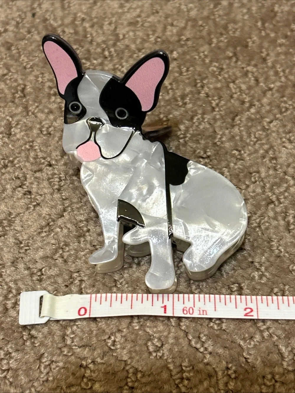 FRENCH BULLDOG Pink Linen Stay Paws-sitive Hair Claw Clip Clawclip Adorable Pup!